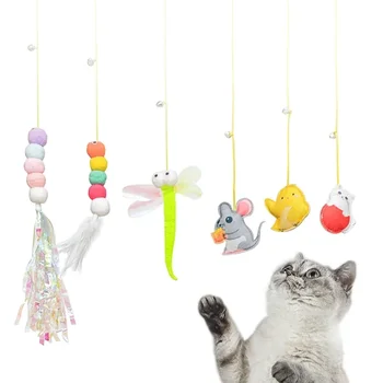 Simulação de Caterpillar Brinquedo do Gato Arranhar Corda Mouse Engraçado Auto-ei Brinquedo Interativo Retrátil de Suspensão do Tipo da Porta do seu animal de Estimação