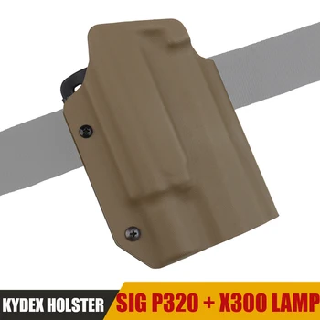 Kydex Coldre Para 9mm SIG P320 Com X300 Lanterna de Liberação Rápida Pistola Coldre de Cinto de Transporte Plataforma Militar da Engrenagem da Caça