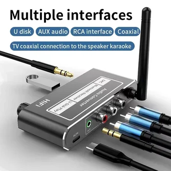 D200 Bluetooth 5.2 Receptor DAC Coaxial Digital para Analógico Estéreo hi-fi de Áudio sem Fio Adaptador de Áudio com 3,5 mm AUX RCA