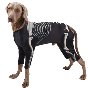 Cão Trajes De Halloween Esqueleto Camisola Camisola Com Capuz, T-Shirt Cão Transformar O Vestido De Festa De Cão-Roupas Para Animais De Estimação
