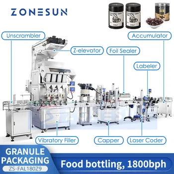 ZONESUN Automática Máquina de Embalagem de Grânulos de Partículas de Engarrafamento Linha de Produção de Grãos Sólidos de Enchimento de Garrafa de Nivelamento ZS-FAL180Z9