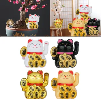 2inch Chinês de Sorte Riqueza Acenando Gato de Ouro, Acenando com a Mão do Gato de Decoração de Casa de boas-Vindas Acenando Gato Escultura Estátua Decoração Enfeite de Carro