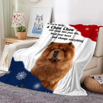 Chow Chow de Flanela Cobertores de Natal, flocos de Neve 3D Impresso Jogar Cobertor Office Nap de Viagem Portátil Colchas Dropshipping