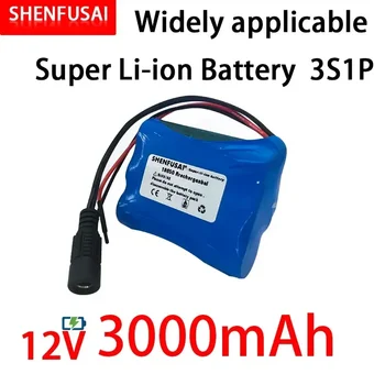 SHENFUSAI NWE 12 V 3000 mAh 18650 Li-ion bateria Recarregável e 12,6 V 1A Carregador da câmera do cctv