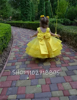 Princesa Vestidos Da Menina De Flor Elegante Fofo Apliques De Renda Em Cascata Vestido De Crianças De Aniversário, Primeira Comunhão Vestidos