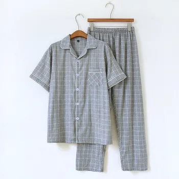 100% algodão moda xadrez pijama conjuntos de Homens pijamas aconchegante casual manga curta de qualidade pijamas masculinos homewear