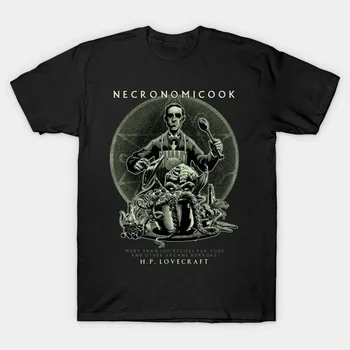 2021 Homens/Mulheres de Verão Preto Moda de Rua Hip Hop Necronomicook Cthulhu T-shirt de Algodão, Camisetas de Manga Curta Tops