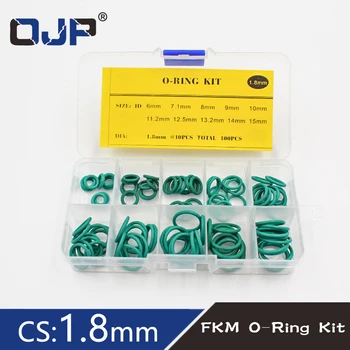 Espessura de 1,8 mm verde anel de borracha anel de vedação FKM FKM de vedação O-ring para pedido de kit de classificação kit