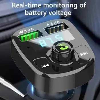 Carro de Mãos-livres Bluetooth-compaitable 5.0 Transmissor FM Car Kit MP3 Player Modulador de mãos-livres Receptor de Áudio de 2 USB Carregador Rápido