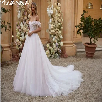 Elegante Fora Do Ombro Vestido De Noiva Romântico Querida Decote do Vestido de Casamento Clássico em 3D Flor Vestido de Noiva Robe De Mariée