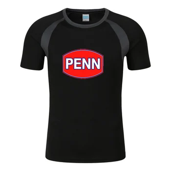 Penn Carretel de Pesca de 2023 Homens de Verão de Novo a Impressão de T-Shirts da Venda Quente em torno do Pescoço de Moda Shorts Mangas Raglan Colorblock Tops
