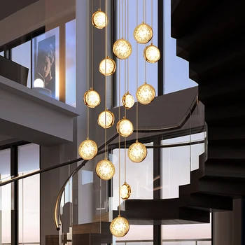 Moderno Lustre De Cristal Para Escada Conduz A Decoração Home, Iluminação Interior De Luxo Criativo Rodada Da Lâmpada Personalizável Sala De Jantar A Luz