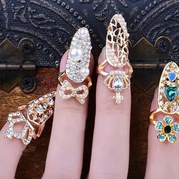 Novo Design Bonito Strass Bowknot Coroe A Arte De Cristal Do Prego Do Dedo Anéis Para As Mulheres De Ouro, Cor De Prata Jóias De Presentes