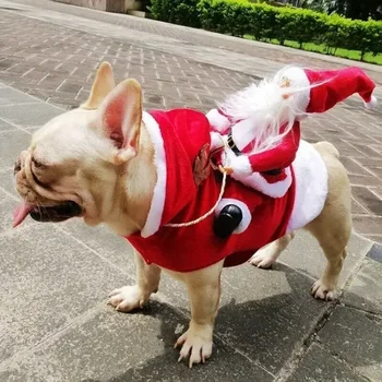 Animal de estimação de Natal Casaco Divertimento de Férias de Festa Cosplay Papai Noel Condução de Cães de Roupas de Inverno Quente com Capuz Cão Casaco Vermelho S-XL