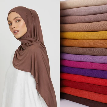 Modal De Algodão Jersey Hijab Lenço Para As Mulheres Muçulmanas Xale Elástico, Fácil, Simples Hijabs Lenços Lenço Mulher Africana Turbante Ramadã