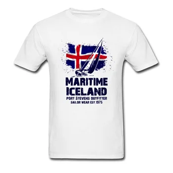 Hipster Homens Brancos Tshirt Oversized Simples Atacado Online Marítima Velas Islândia Bandeira Padrões de T-Shirts Para os Homens de Estilo de Verão
