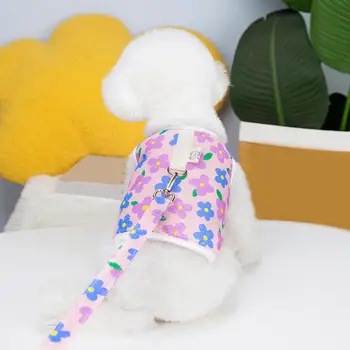 Conveniente Animais de estimação Roupas Anti-mordida de Vestir Confortável Padrão Floral Harness Dog