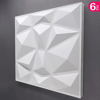 6pcs 30cm de Decoração de Parede em 3D Painel de onda Design de Diamante Não plástico auto-adesivo bloco 3D adesivo de parede de sala de estar, casa de Banho papel de parede