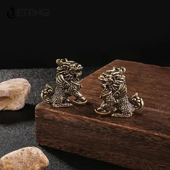 1 Par De Cobre Animal Ornamentos Sorte De Casa De Vida De Feng Shui Decoração Do Quarto Do Bronze Antigo Chinês Besta Mítica Qi Lin Estátua