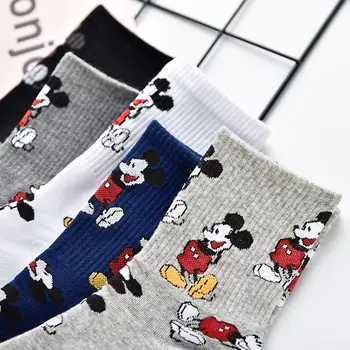 5 pares de Disney do Mickey Mouse anime periférica personagens Mickey e Minnie meias cartoon casual meninos e meninas presentes de aniversário