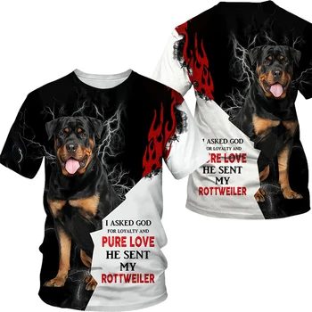 Rottweiler Cão T-Shirt 3d animal de Estimação Pit Bull Impresso T-shirt Roupas de Mulheres Engraçado Cachorrinho Crianças Camisetas Ginásio de Treino de Sportwear Tops