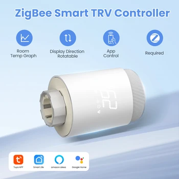 Tuya ZigBee Smart TRV Válvula do Termostato Inteligente Radiador Atuador Programável Controlador de Temperatura de Trabalho Com Alexa Inicial do Google