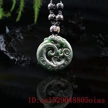 Dragão De Jade, Pingente De Colar De Moda Dons Naturais Preto Verde Encanto Do Amuleto Chinês Jóias Esculpidas