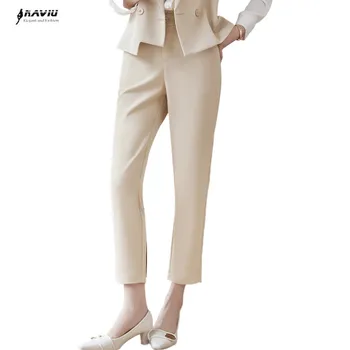NAVIU Senhora do Escritório de Moda de Tornozelo Comprimento de Calças de Outono Inverno Novo coreano Slim Cintura Alta de Mulheres Sólido Casual Calças de Ternos