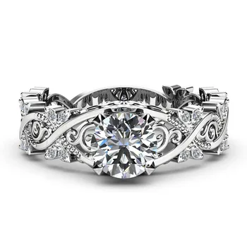 Best-seller Europeu e Americano novo espinho amor único anel de diamante oco de diamante, zircão folha anel