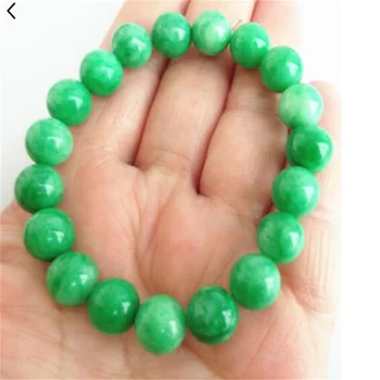 10MM de Moda Jóia Bonita Natura Verde Jade Jadeite Perla o Bracelete Elástico