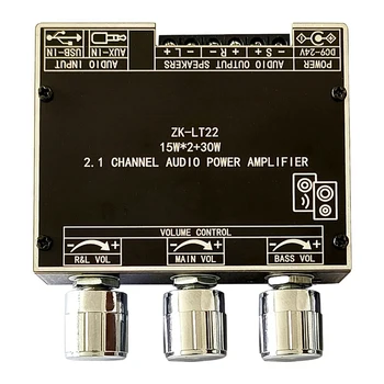 ZK-LT22 5.1 Bluetooth Amplificador de Potência de Placa Dupla de 15W com 2.1 Canais Amplificador de Bordo Com 30W de Subwoofer Para Caixa de Som