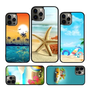 Verão, Praia, Relaxar Estrela-do-mar Oceano Céu Sol de Telefone de Caso Para o iPhone SE2020 15 14 XR XS 11 12 mini 13 Pro MAX 6 7 8 Plus tampa coque