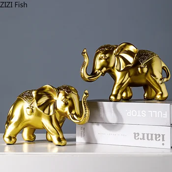 moderno de Ouro Elefante Veado Escultura Artesanato Decoração de Resina Animal Bonito Estátua de Figuras de Presente de Aniversário Elk Elefante Decoração de Casa