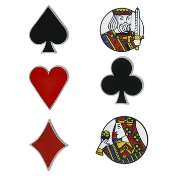 Coração Broche De Jogar Poker Pin Do Cartão Vermelho Do Coração Cartas De Jogar Cartoon Esmalte Broche Rei Chapéu Pin Emblema Do Presente Da Jóia Mulheres Homens
