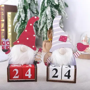 Bonito Madeira Gnome Data De Número De Enfeites De Natal Dias De Contagem Regressiva, Calendário Decoração De Natal Centrais De Tabelas Casa Advento