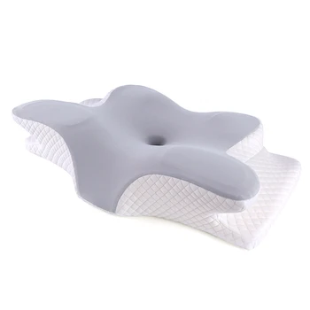 1 PCS Cervica de Espuma de Memória Travesseiro de Dormir de Refrigeração Travesseiro Ortopédico de Contorno Travesseiro Branco e Cinza Para a Dor no Ombro