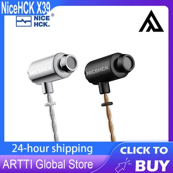 NiceHCK X39 com Fio hi-fi sistema de gestão ambiental integrada Na Orelha Auscultadores de 3,5 mm L Plug do Fone de ouvido Mini 6mm de Titânio Banhado a Dinâmica HD Microfone Sono Jogo de Música