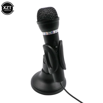 Computador Notebook Desktop Microfone KTV-307 Fio de Karaoke Handheld Microfone de 3,5 mm Microfone Com Base Para Cantar Gravação