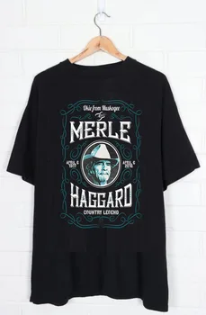 VTG Merle Haggard T-Shirt dos Homens Negros de Todas as dimensões S para 5XL 1T15