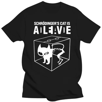 Os homens T-shirt de algodão de Qualidade Superior o Gato de Schrödinger impressão de manga curta homens T-shirt casual A Teoria do Big Bang mens Tshirt