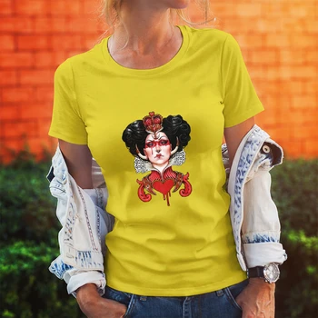 Bela Rainha Vermelha Impresso Mulheres T-Shirts Modernos E Criativos Top De Manga Curta Roupas Disney Requintado Camisetas Anime Dropship