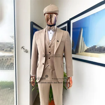 Moda Ternos Para Homens de Casamento do Noivo Ternos Slim Fit Negócios Formais Blazer Hombre 3 Conjuntos de peças trajes elegante para homens