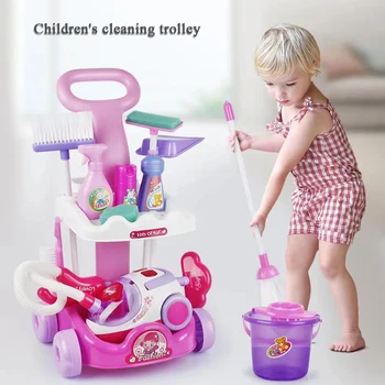 Simulação de Ferramenta de Limpeza, Varrição de Brinquedo, Aspirador, Kit de Limpeza Ferramenta de Carrinho de Bebê casinha de Brincar trabalho Doméstico Brinquedos Presentes para Meninas