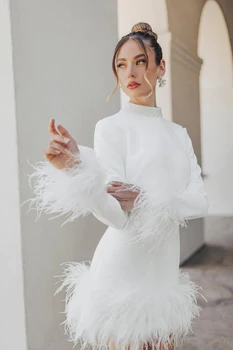 Bryllupskjoler para Kvinner Hvit Kort Slankende Mini Kort kjole Cocktailkjoler Med fofo hem egnet para festbankett