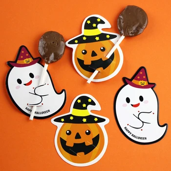 50PCS Doces de Halloween Pacote de Cartão de desenhos animados Pirulito Biscoitos Decoração de Dom Crianças Partido DIY Suprimentos