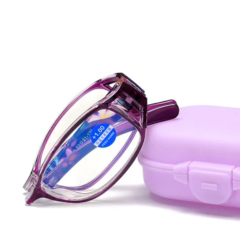 Moda de Dobramento de Óculos de Leitura Homens Lentes Ópticas para as Mulheres Presbiopia Óculos com Caixa de Anti Luz Azul Gafas +1.0 +4.0