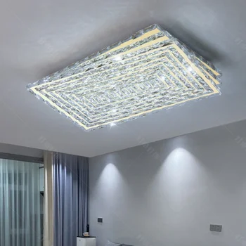 2022 Lâmpada do Teto K9 de Cristal de Lustre de Teto Lustre RC Dimmable Conduziu o Retângulo Interior Iluminação Para a sala de estar/Sala de Jantar Quarto