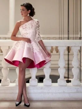 2024 Plus Size cor-de-rosa lace Baile cocktail vestido de dama de honra do casamento
