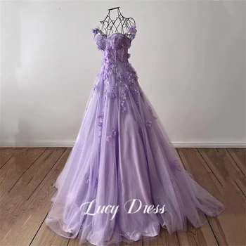 Lucy Princesa Querida Prom Dress Artesanal 3D Flor Vestido de Noite Elegante Roxo فساتين مناسبة رسمية Doce Vestido de Festa