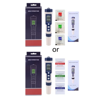 Medidor de pH Digital Impermeável de Alta Precisão Testador Caneta 5 em 1 TDS/CE/PH/Salinidade/Temperatura de Água de Qualidade, Teste de Monitor